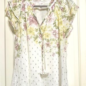 Elegant Floral Cap Sleeve Blouse